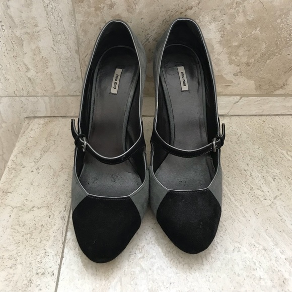 Miu Miu Grey & Black Tri color Embellished Heel - Picture 4 of 6